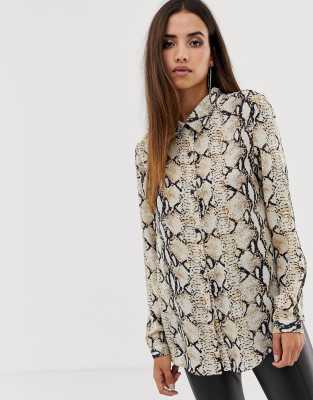 Club L oversized snake georgette shirt-Multi