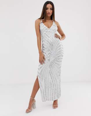 asos silver maxi dress