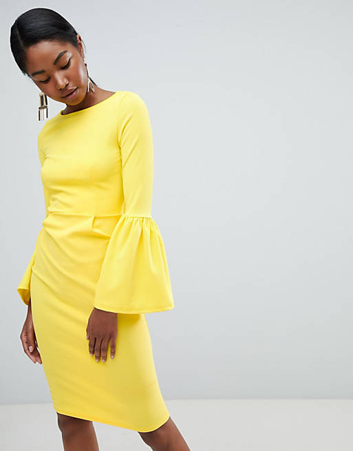 Club L Pencil Dress With Extreme Frill Sleeve | ASOS
