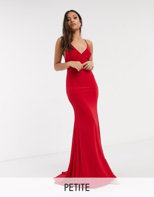 red strappy cross back fishtail maxi dress