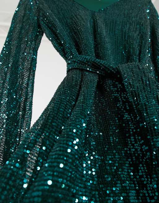 green emerald velvet dress Dark Green V-Neck Ruffles Mermaid Long Evening Dress – Modsele