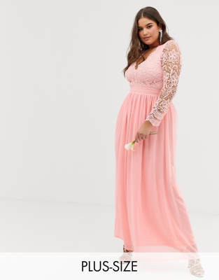 plus size pink dress with sleeves