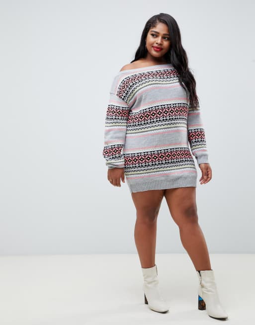 Off the shoulder hot sale jumper dress plus size