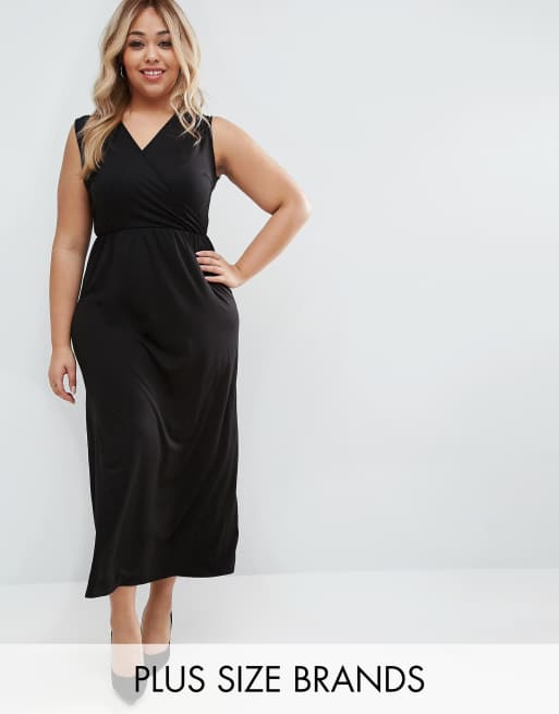 Essentials Damen Maxikleid - Tailliert Mit V-Ausschnitt & Kurzen Ärmeln