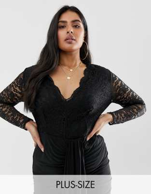 plus size lace bodysuit long sleeve