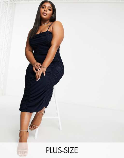 Plus size hotsell ruched midi dress