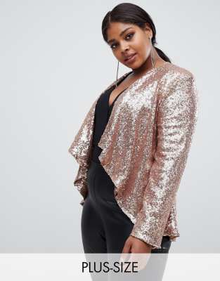 Rose gold sequin 2025 jacket plus size