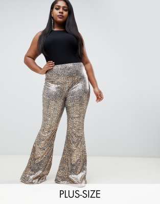 plus size sequin flare pants