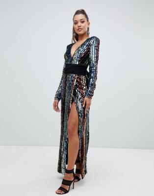 sequin wrap front dress