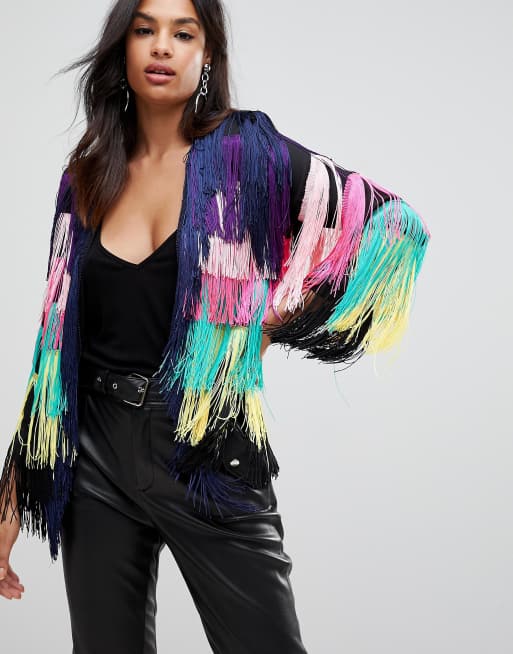 Multi coloured 2025 fringe jacket