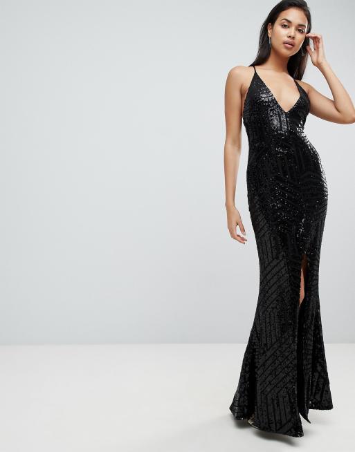 Robe longue best sale grise pailletée