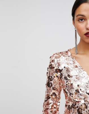 club l rose gold sequin dress