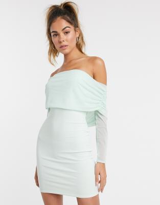 mint bardot dress