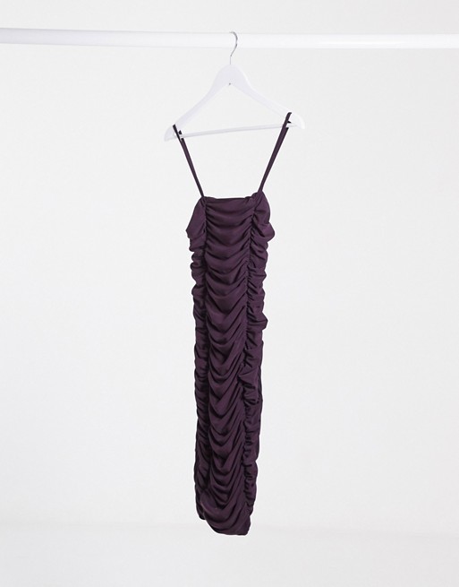 Club L ruched mini cami dress in deep purple