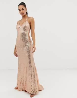 rose gold fishtail dress