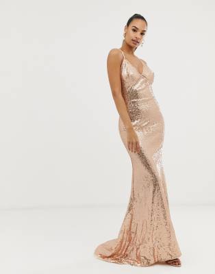 sequin fishtail maxi dress by club l