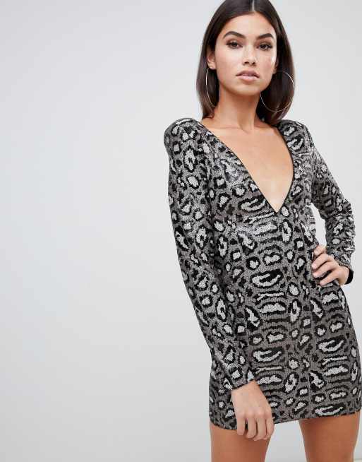 Asos grey best sale sequin dress