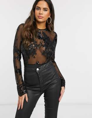 Eloise Green Floral Wrap Long Sleeve Bodysuit – Girl In, 46% OFF