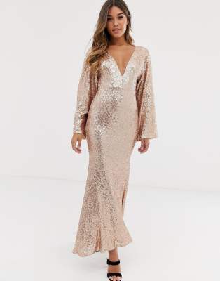 club l rainbow sequin wrap front maxi dress