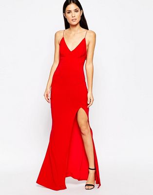red slinky maxi dress