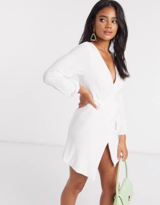 Club L slinky wrap dress with plunge ...