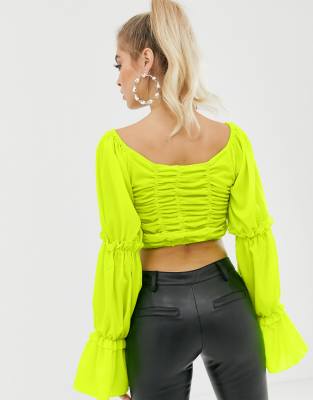 neon green ruffle top