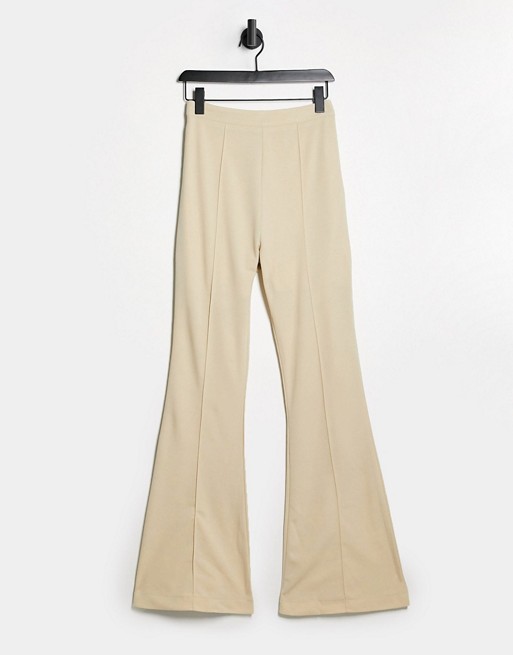 Club L tailored flare leg trousers in stone