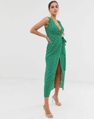 polka dot plunge dress