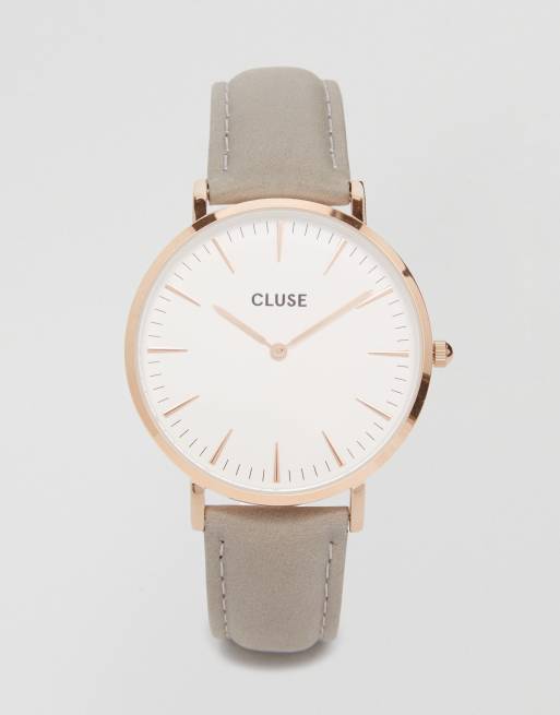 CLUSE CL18015 La Boheme rose gold and grey leather watch