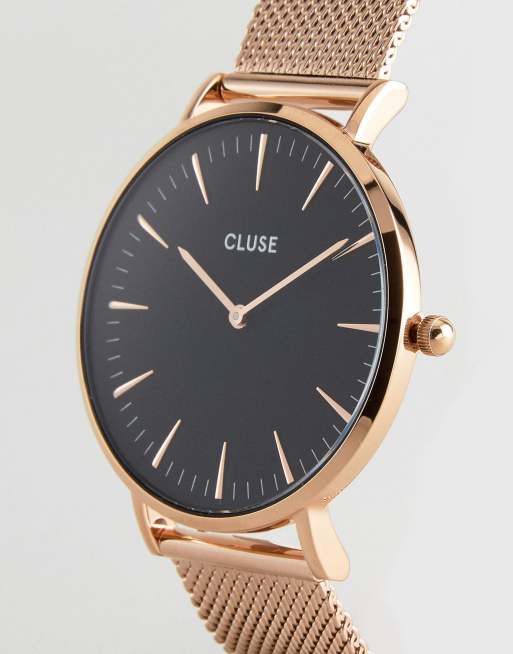 CLUSE CL18113 La Boh me mesh watch in rose gold black