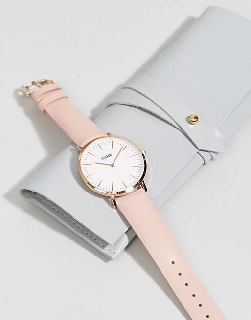 CLUSE La Boheme CL18014 leather strap watch in pink