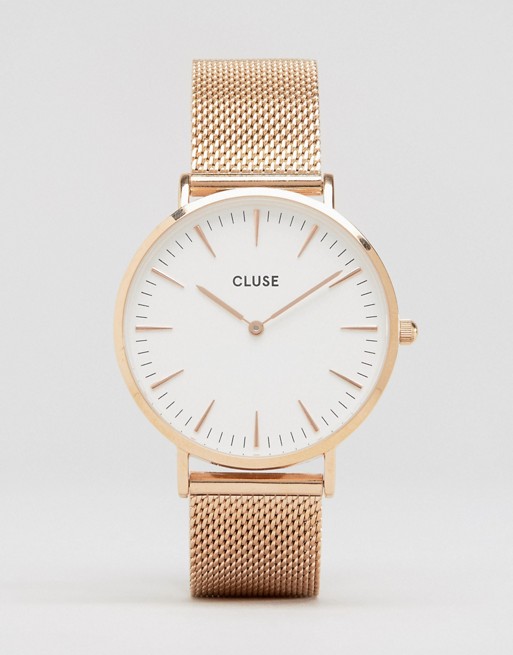 CLUSE La Boheme CL18112 mesh strap watch in rose gold