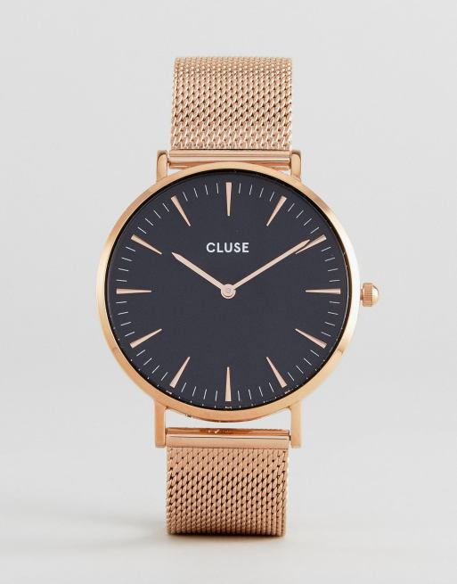 CLUSE La Bohème CL18113 contrast dial mesh strap watch in ...