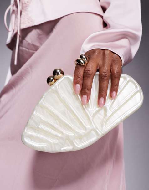 Clutch blanco marmoleado efecto concha de True Decadence - view 1