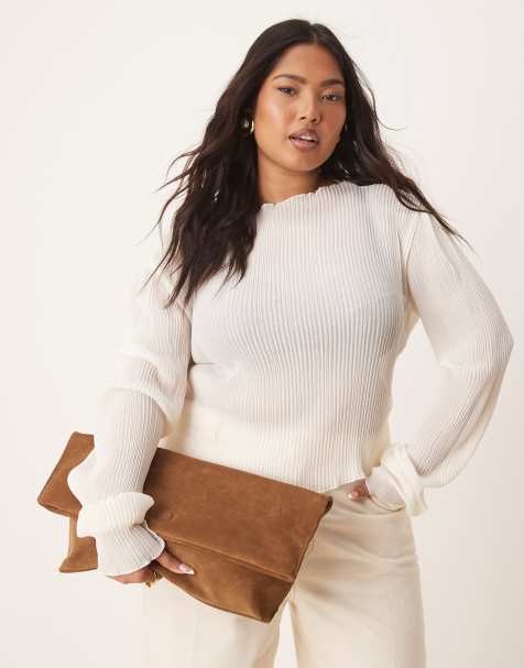 Clutch color tostado con parte superior enrollada de ante de ASOS DESIGN - view 1