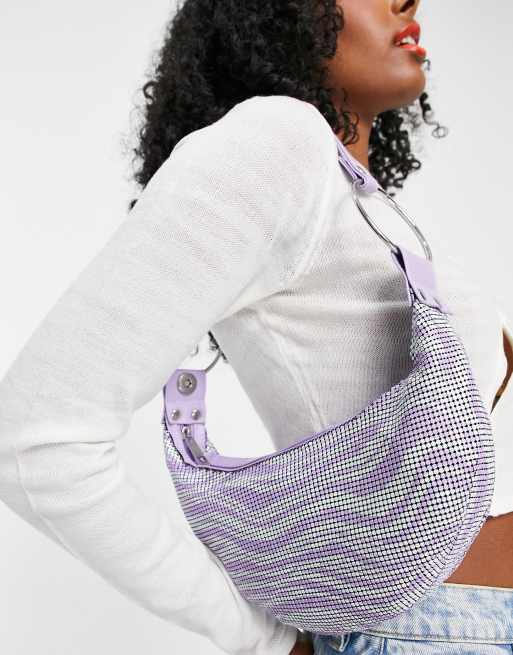 Clutch con estampado de remolinos y correa de cadena intercambiable de ASOS DESIGN 
