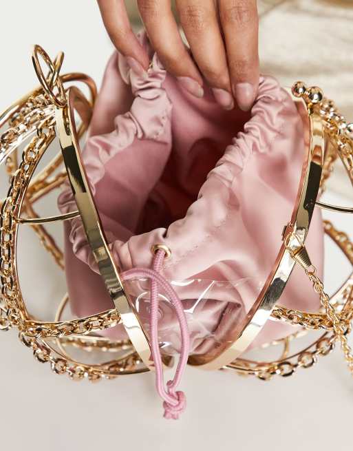 Clutch dorado con cadena y diseño de jaula esférica de ASOS DESIGN, 4 de 4