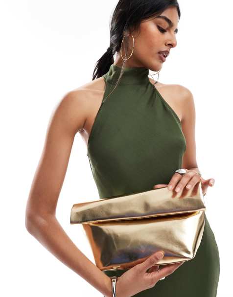 Clutch dorado con parte superior enrollable de ASOS DESIGN - view 1