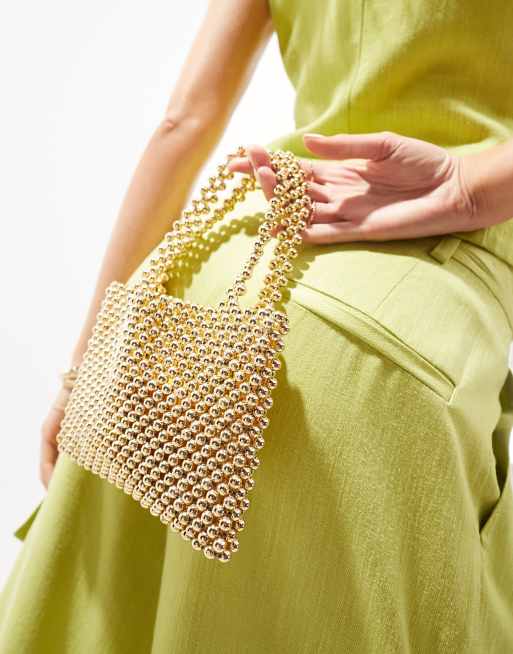 Clutch pequeño dorado con diseño de cuentas circulares de ASOS DESIGN, 3 de 4