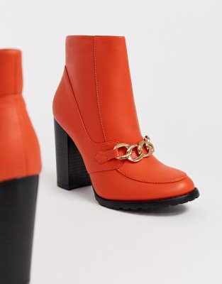 orange block heel boots