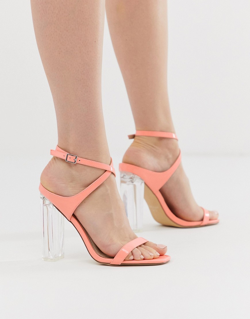 Co Wren bright clear heeled sandals-Orange