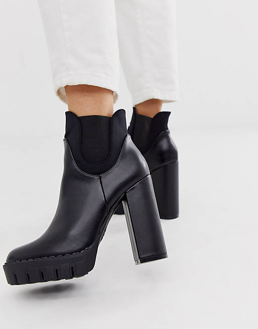 Co Wren chunky platform heeled boots in black | ASOS