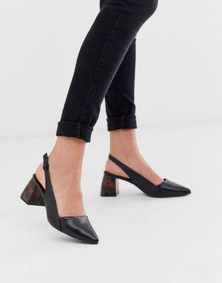 black mid heel wedges