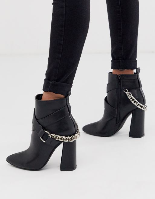 pointed boots with block heel