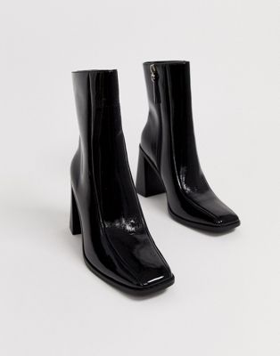 black square toe ankle boots