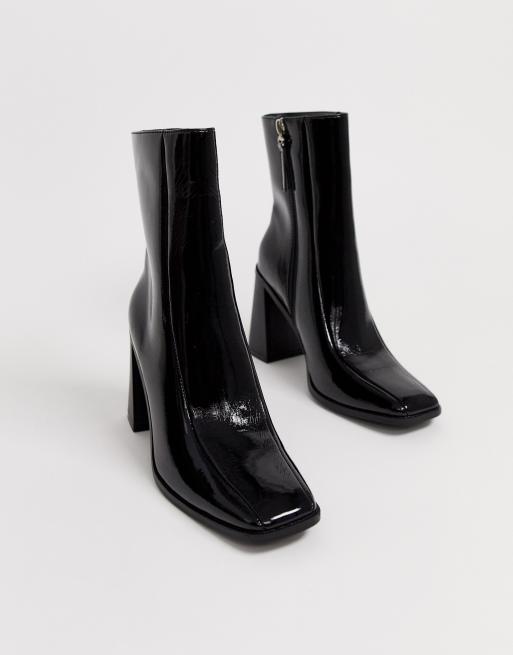 Black square 2025 heel boots