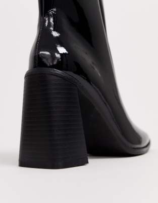 square toe block heel ankle boots