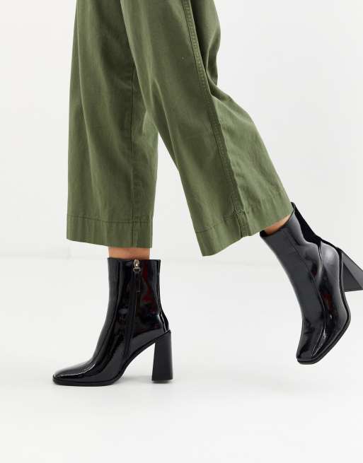 Square toe block heel ankle clearance boots