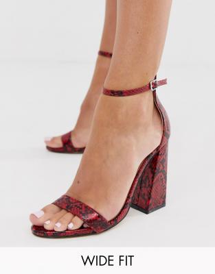 wide fit barely there block heels