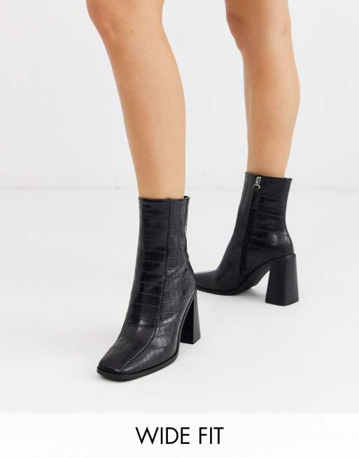 schuh abigail lace up ankle boot in black croc